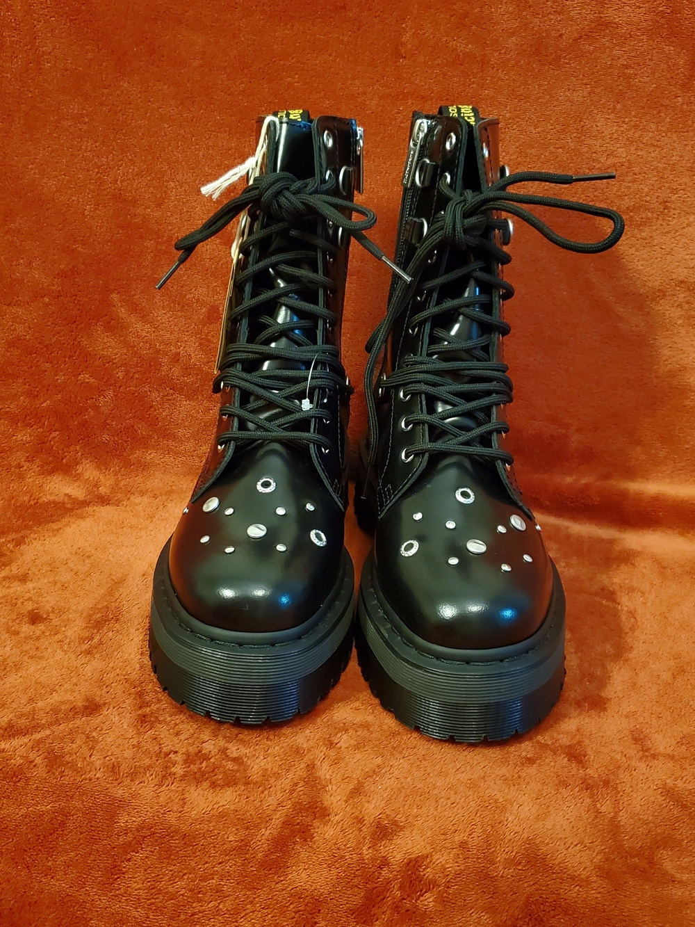 NEW Dr. Martens Black Studded Lace-Up Platform Combat Boots